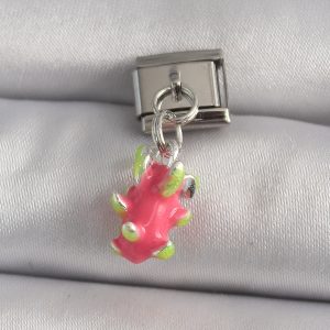 316L Çelik Gümüş Renk Sallantı Ejder Meyvesi Model Nomination Charm - Görsel 1