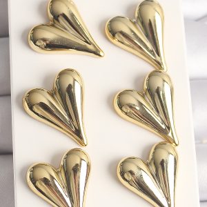 Gold Renk 3'Lü Kalp Model CCB Plastik Kadın Küpe Seti - Görsel 1