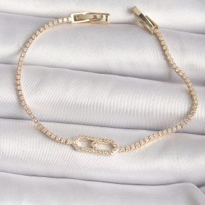 Pirinç Gold Renk Zirkon Taşlı Messika Model Kadın Bileklik - Görsel 1