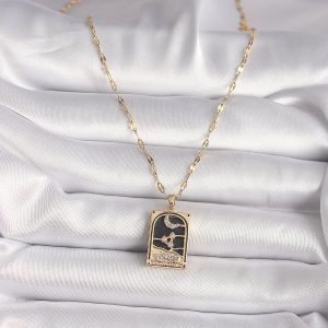 316L Çelik Gold Renk Zirkon Taşlı Ay Figürlü Tarot Model Kadın Kolye - Görsel 2