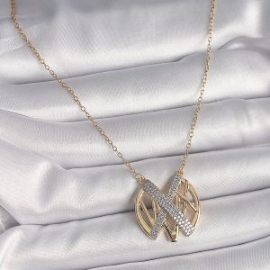 316L Çelik Gold Renk Zirkon Taşlı Vintage Model Kadın Kolye - Görsel 2