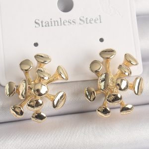 Pirinç Gold Renk Virüs Figür Model Kadın Küpe - Görsel 1