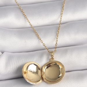 316L Çelik Gold Renk Zincir Mavi Dünya Model Kadın Kolye - Görsel 2