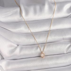 Pirinç Gold Renk Zirkon Taşlı Daire Kafes Model Kadın Kolye - Görsel 2