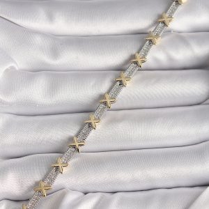 Pirinç Gümüş Renk Zirkon Taşlı Gold Xoxo Model VIP Seri Kadın Bileklik - Görsel 2