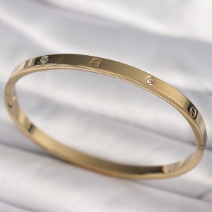 316L Çelik Gold Renk Zirkon Taşlı Model Kadın Bilezik - Görsel 2