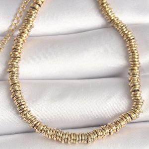 316L Çelik Gold Renk Çoklu Minimal Halka Model Kadın Bileklik - Görsel 1