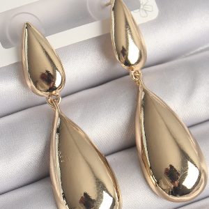 Pirinç Gold Renk Sallantı Damla Model Kadın Küpe - Görsel 1