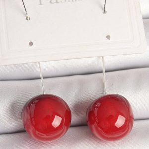 Pirinç Gümüş Renk Çivi Kiraz Model Kadın Küpe - Görsel 1