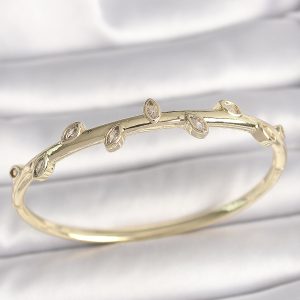 Pirinç Gold Renk Damla Zirkon Taşlı Kadın Kelepçe - Görsel 1