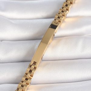 316L Çelik Gold Renk Zincir Künye Model Erkek Bileklik - Görsel 2