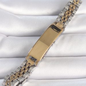 316L Çelik Gold Gümüş Renk Kalın Zincir Künye Model Erkek Bileklik - Görsel 2