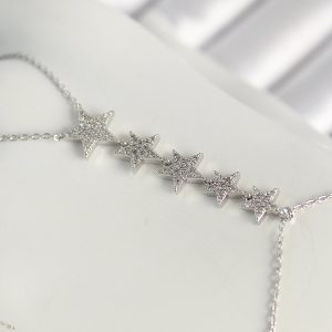 Pirinç Gümüş Renk Zirkon Taşlı Yıldız Model Kadın Şahmeran - Görsel 2