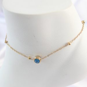 316L Çelik Gold Renk Nazar Boncuk Model Kadın Halhal - Görsel 1