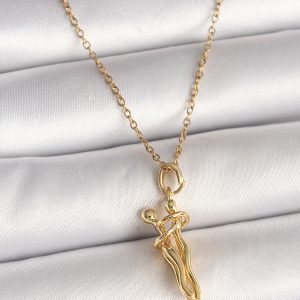 316L Çelik Gold Renk Zincir Sarılma Model Kadın Kolye - Görsel 1