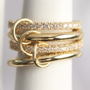 Pirinç Gold Renk Zirkon Taşlı 4'Lü Kadın Yüzük - Görsel 2