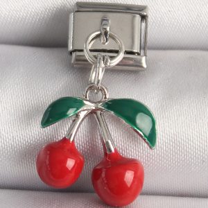 316L Çelik Gümüş Renk Kiraz Model Nomination Charm - Görsel 1