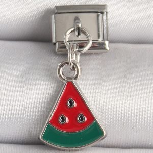 316L Çelik Gümüş Renk Karpuz Dilim Model Nomination Charm - Görsel 1