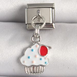 316L Çelik Gümüş Renk Beyaz Kupkek Model Nomination Charm - Görsel 1