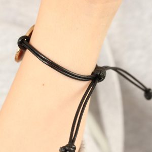 OKAY (İyi) Siyah Deri İpli Unisex Mood Bileklik - Görsel 2