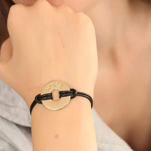 HOPE (Umutlu) Siyah Deri İpli Unisex Mood Bileklik - Görsel 1