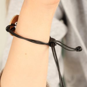 HOPE (Umutlu) Siyah Deri İpli Unisex Mood Bileklik - Görsel 2