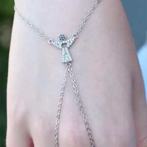 Melek Figürlü Zirkon Taşlı Silver Renk Şahmeran Bileklik - Görsel 2