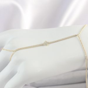 Pirinç Gold Renk Su Yolu Zirkon Taşlı Yonca Model Kadın Şahmeran - Görsel 1