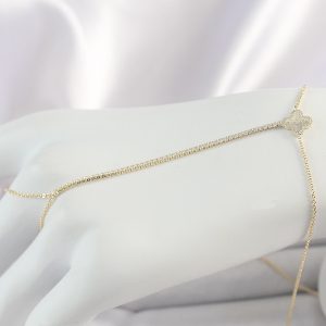 Pirinç Gold Renk Su Yolu Zirkon Taşlı Yonca Model Kadın Şahmeran - Görsel 1