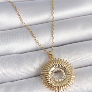 316L Çelik Gold Renk Zincir Zirkon Taşlı Nova Yıldız Model Kadın Kolye - Görsel 1