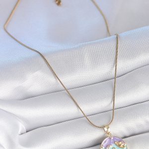 316L Çelik Gold Renk Zincir Çifr Renk Zirkon Taşlı Hilal İşlemeli Yıldız Detay Madalyon Model Kadın Kolye - Görsel 2