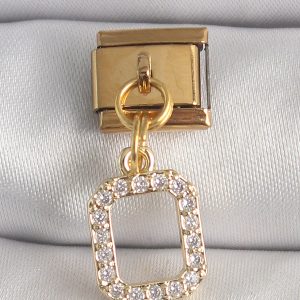 316L Çelik Gold Renk Sallantı Kare Zirkon Taşlı Nomination Charm - Görsel 1