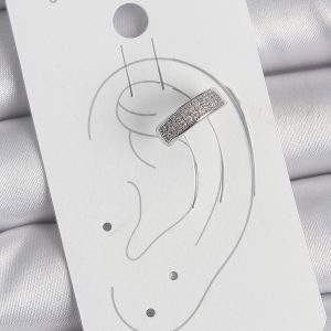 Pirinç Gümüş Renk Zirkon Taşlı Kıkırdak Model Kadın Küpe - Görsel 2