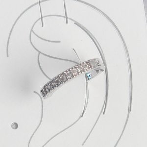 Pirinç Gümüş Renk Zirkon Taşlı Kadın Kıkırdak Model Küpe - Görsel 1