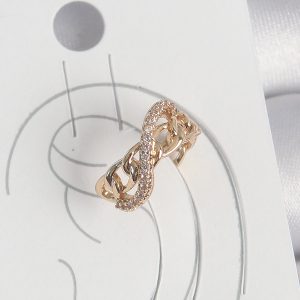 Pirinç Gold Renk Zirkon Taşlı Sonsuzluk Zincir Model Kadın Kıkırdak Küpe - Görsel 1