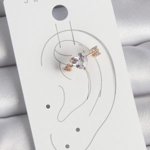 Pirinç Gold Renk Zirkon Taşlı Kalp Ok Model Kadın Kıkırdak Küpe - Görsel 2