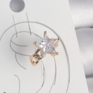Pirinç Gold Renk Zirkon Taşlı Yıldız Model Kadın Kıkırdak Küpe - Görsel 1