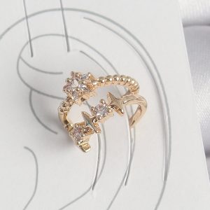 Pirinç Gold Renk Zirkon Taşlı Yıldız Model Kadın Kıkırdak Küpe - Görsel 1