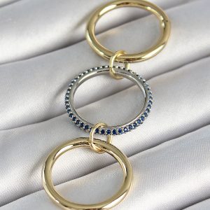 Pirinç Gold Renk Zirkon Taşlı 3'Lü Kadın Yüzük - Görsel 2