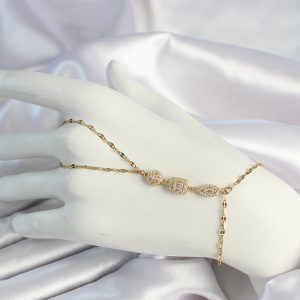 316L Çelik Gold Renk Zirkon Taşlı Baget Şahmeran - Görsel 1