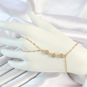 316L Çelik Gold Renk Zincirli Baget Zirkon Taşlı Şahmeran - Görsel 1