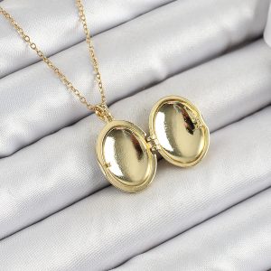 316L Çelik Zincir Açılabilir Sanatsal Vintage Çiçek Model Gold Renk Kadın Kolye - Görsel 2