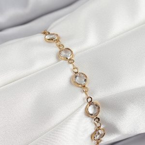 Pirinç Gold Renk Zirkon Taşlı Kadın Bileklik - Görsel 1
