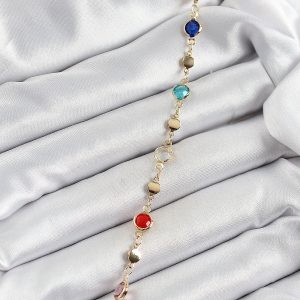 Pirinç Karışık Renk Zirkon Taşlı Gold Renk Kadın Bileklik - Görsel 2