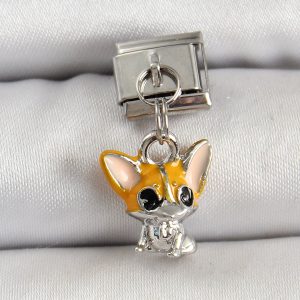 316L Çelik Gümüş Renk Chihuahua Köpek Model Nomination Charm - Görsel 1