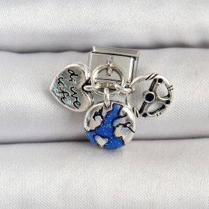 316L Çelik Gümüş Renk Travel Model Nomination Charm - Görsel 1