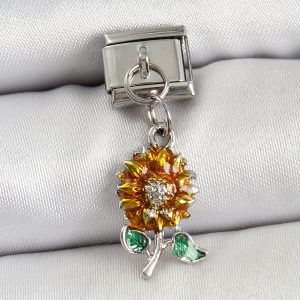316L Çelik Sallantılı Ayçiçeği Model Gümüş Renk Nomination Charm - Görsel 1