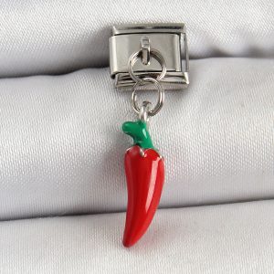 316L Çelik Gümüş Renk Kapya Biber Model Nomination Charm - Görsel 1